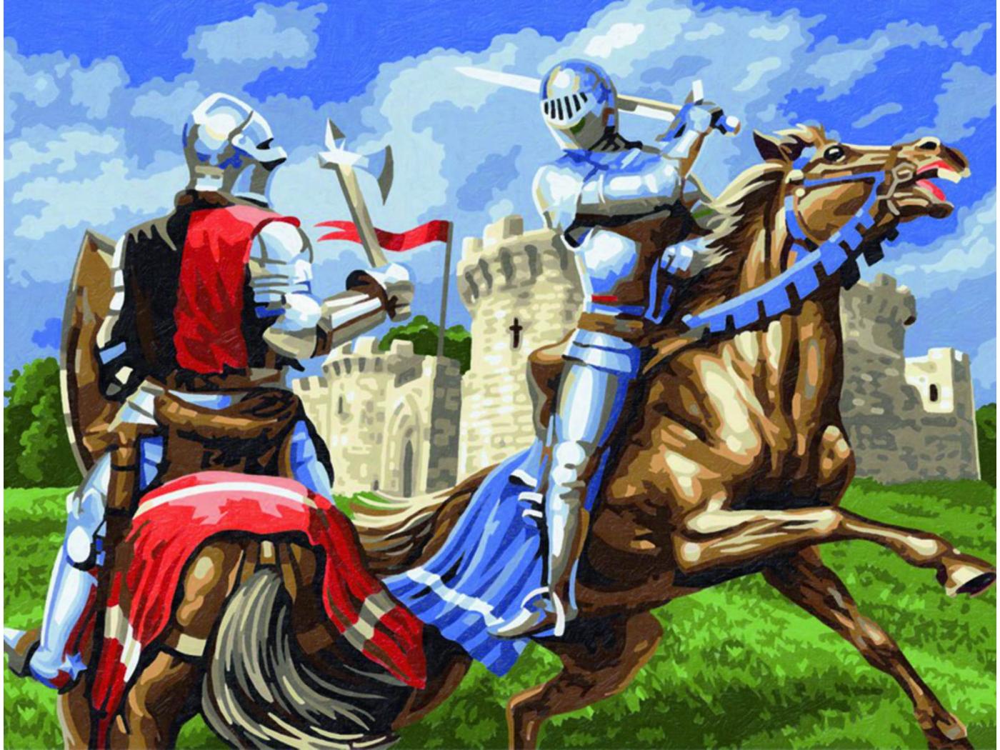 Рыцари сражаются на конях