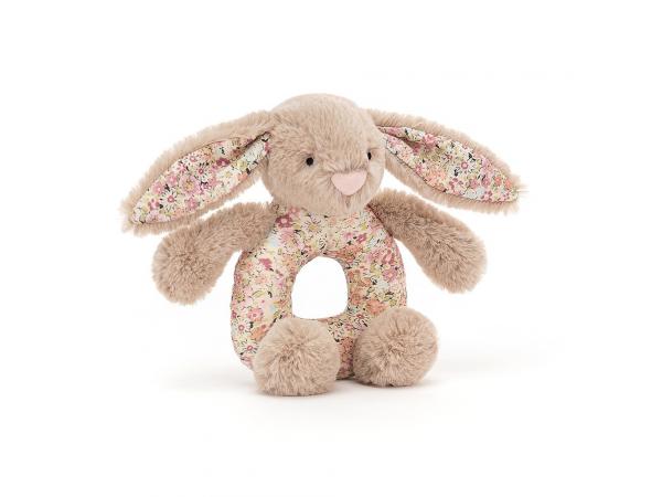 Jellycat - Doudou plat lapin beige Blossom Bea - L: 5 cm x l : 22 cm x H:  25 cm